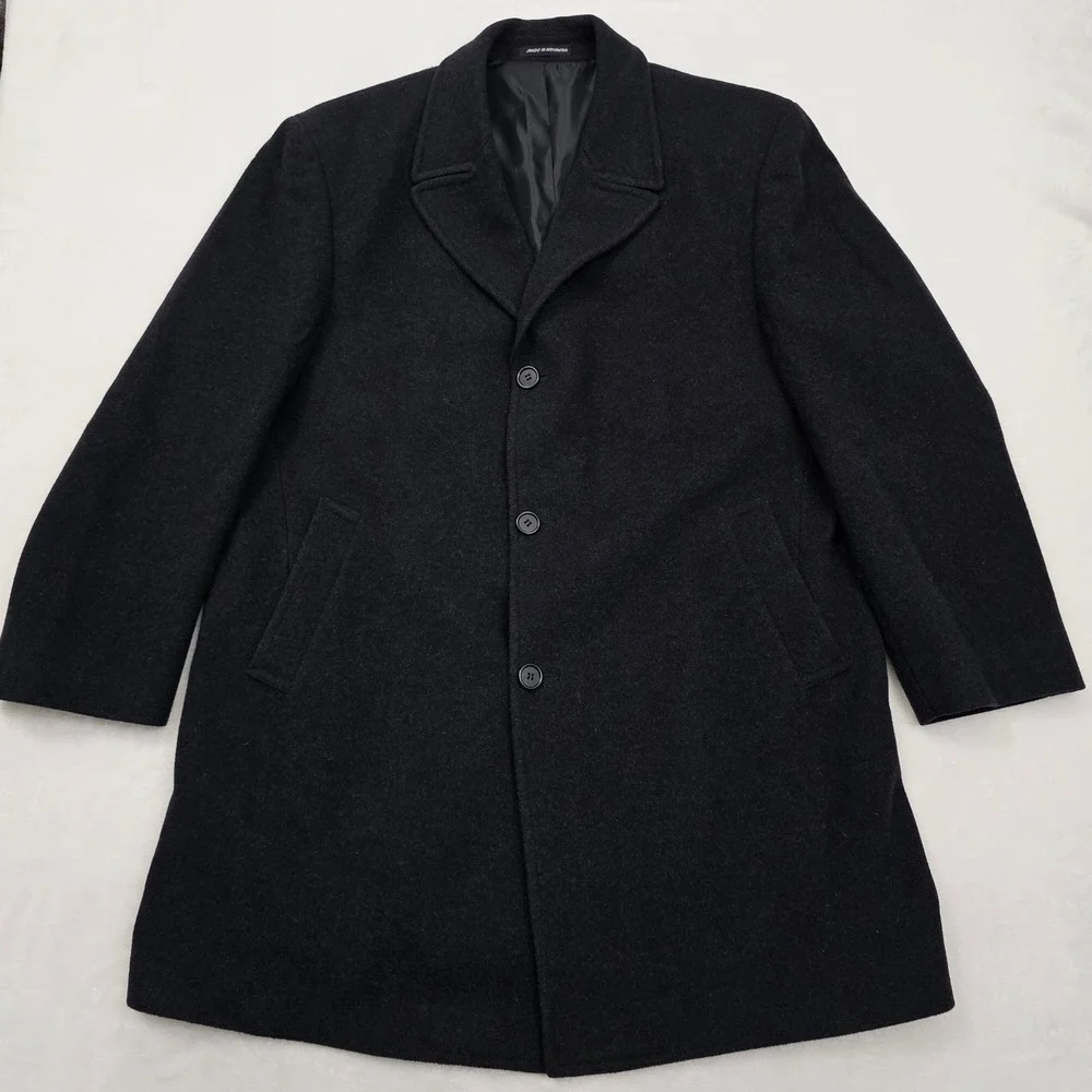 Ralph Lauren Corso Overcoat Mens Large Charcoal Grey Wool Blend Academia Classic